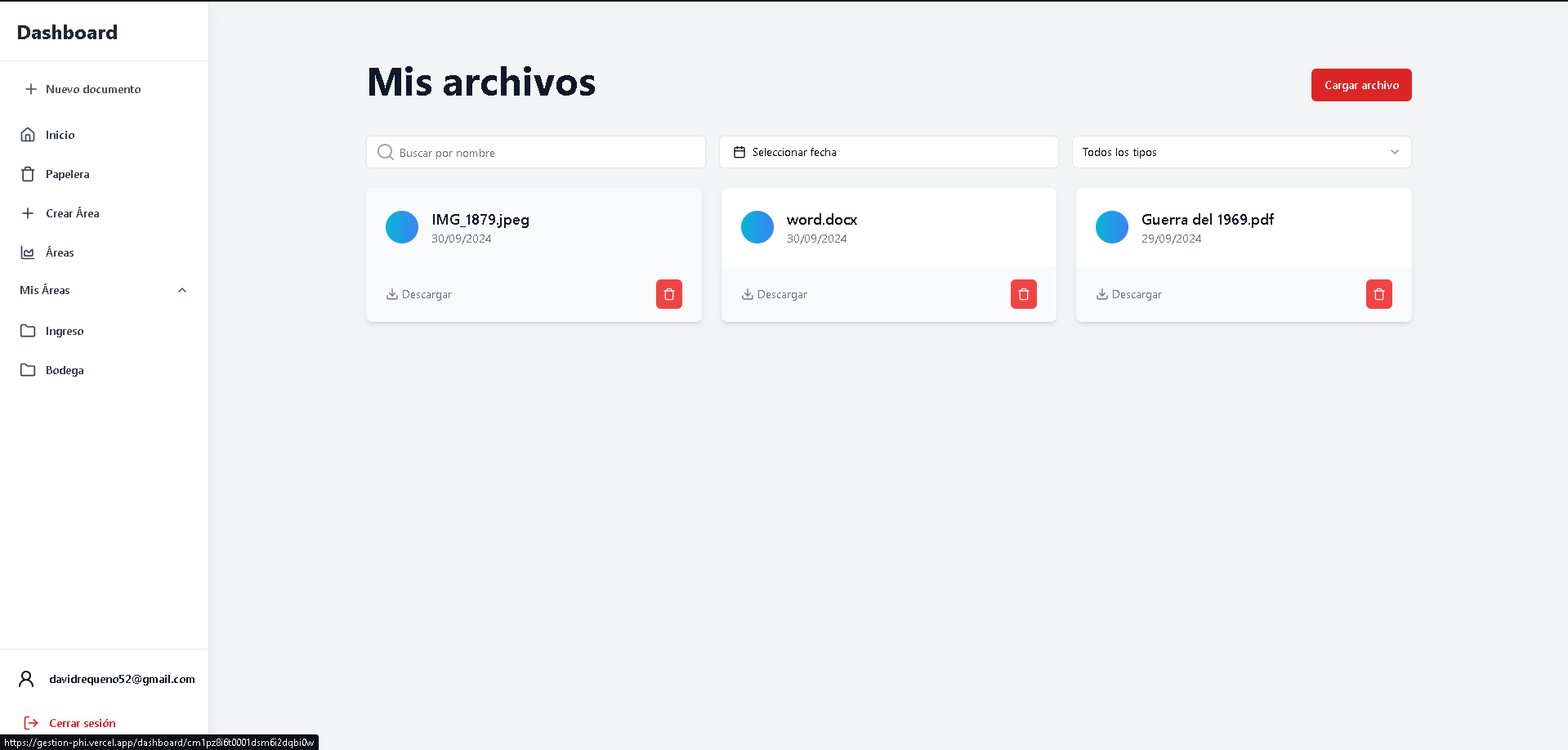 Plataforma de Gestión de Archivos como Freelance